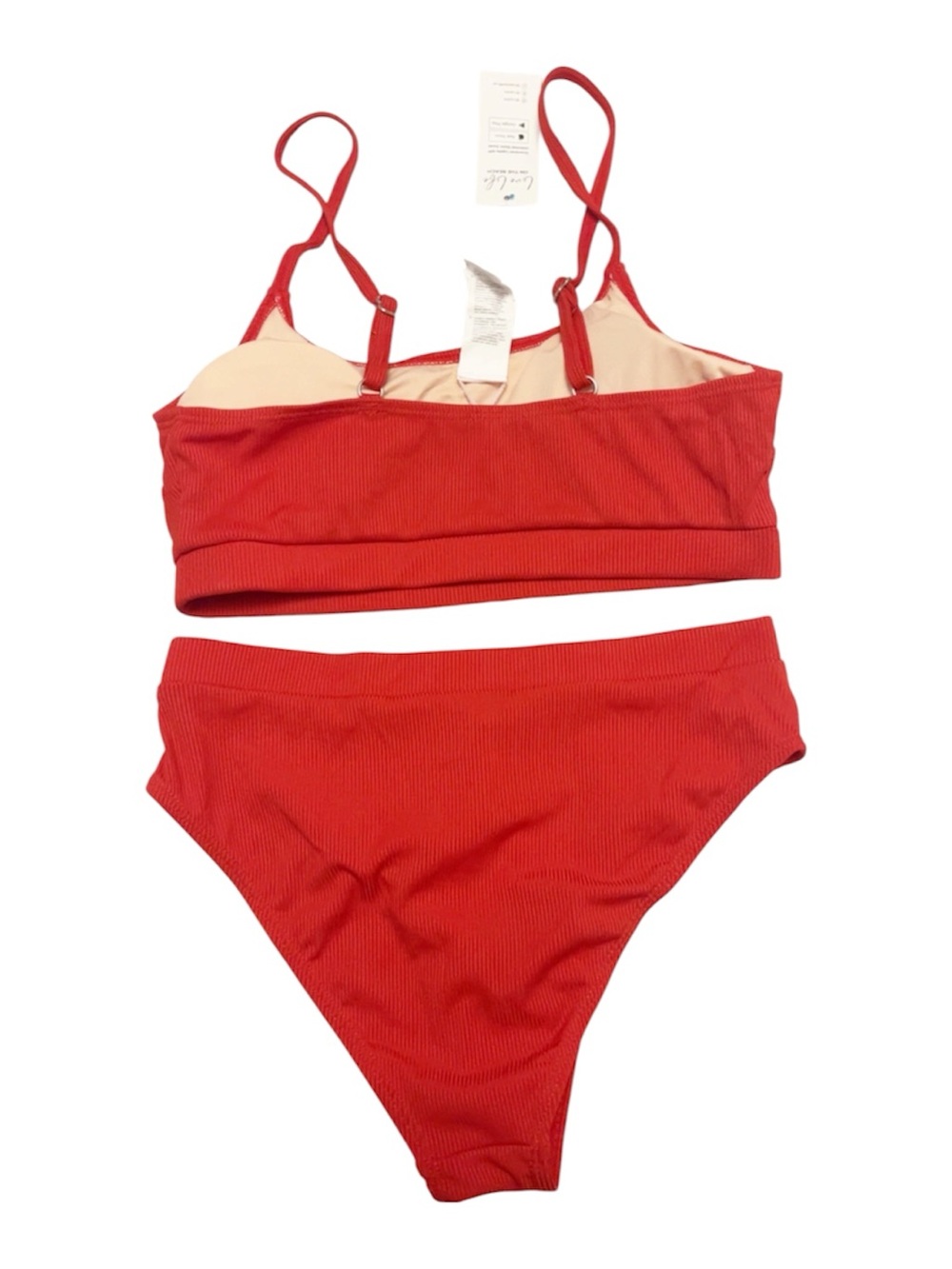 Cupshe Red Ribbed Bikini Set - Picture 2 of 3